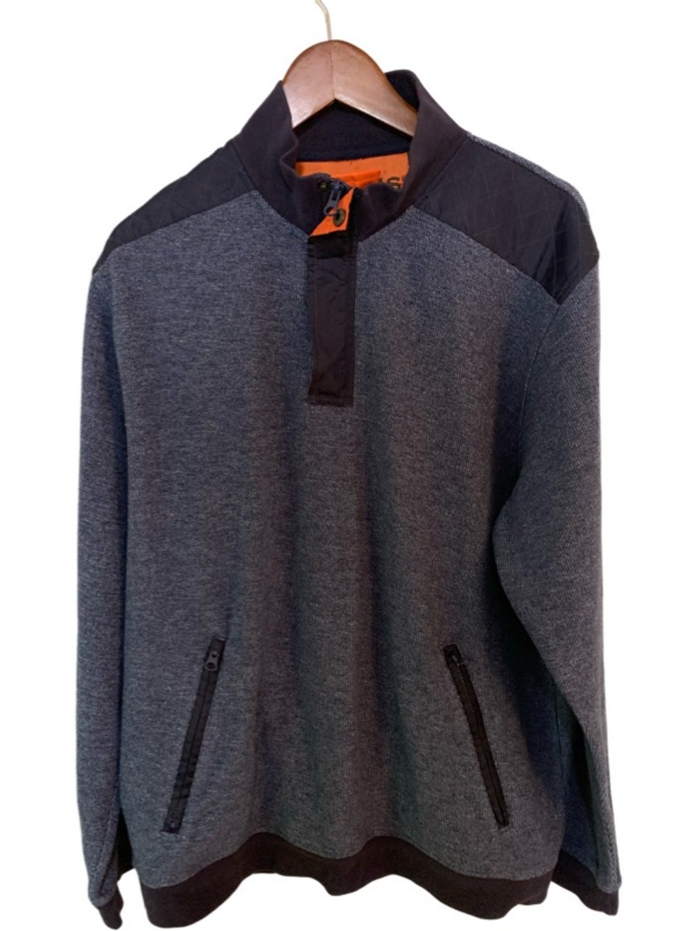 Orvis Knit Quarter-Zip Pullover - Navy, Orange